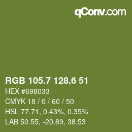 カラーコード: RGB 105.7 128.6 51 | qconv.com