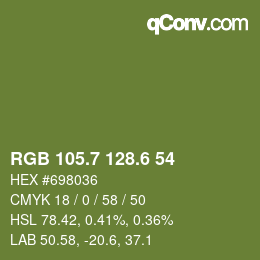 カラーコード: RGB 105.7 128.6 54 | qconv.com