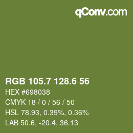 カラーコード: RGB 105.7 128.6 56 | qconv.com
