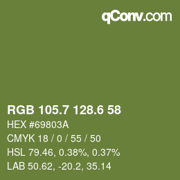 カラーコード: RGB 105.7 128.6 58 | qconv.com