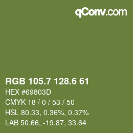 カラーコード: RGB 105.7 128.6 61 | qconv.com