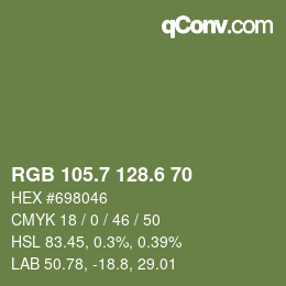 カラーコード: RGB 105.7 128.6 70 | qconv.com