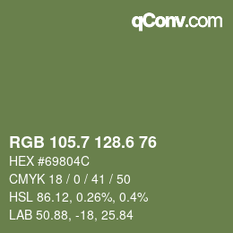 カラーコード: RGB 105.7 128.6 76 | qconv.com