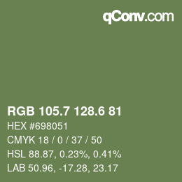 カラーコード: RGB 105.7 128.6 81 | qconv.com