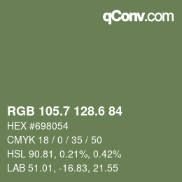 カラーコード: RGB 105.7 128.6 84 | qconv.com