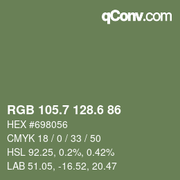カラーコード: RGB 105.7 128.6 86 | qconv.com