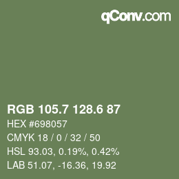 カラーコード: RGB 105.7 128.6 87 | qconv.com