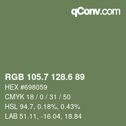 カラーコード: RGB 105.7 128.6 89 | qconv.com