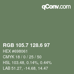 カラーコード: RGB 105.7 128.6 97 | qconv.com