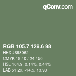 カラーコード: RGB 105.7 128.6 98 | qconv.com