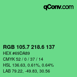 カラーコード: RGB 105.7 218.6 137 | qconv.com