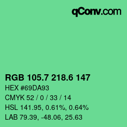 カラーコード: RGB 105.7 218.6 147 | qconv.com