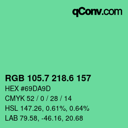 カラーコード: RGB 105.7 218.6 157 | qconv.com
