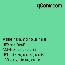 カラーコード: RGB 105.7 218.6 158 | qconv.com
