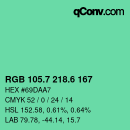カラーコード: RGB 105.7 218.6 167 | qconv.com