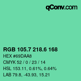 カラーコード: RGB 105.7 218.6 168 | qconv.com