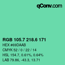 カラーコード: RGB 105.7 218.6 171 | qconv.com