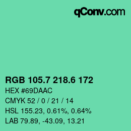 カラーコード: RGB 105.7 218.6 172 | qconv.com