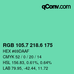カラーコード: RGB 105.7 218.6 175 | qconv.com