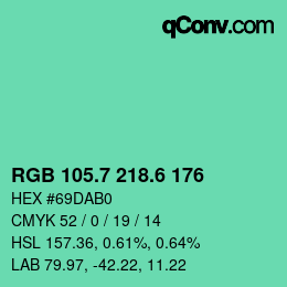 カラーコード: RGB 105.7 218.6 176 | qconv.com
