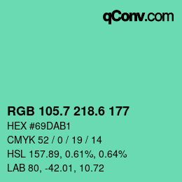 カラーコード: RGB 105.7 218.6 177 | qconv.com