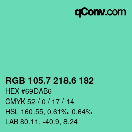 カラーコード: RGB 105.7 218.6 182 | qconv.com