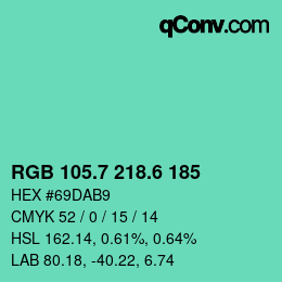 カラーコード: RGB 105.7 218.6 185 | qconv.com