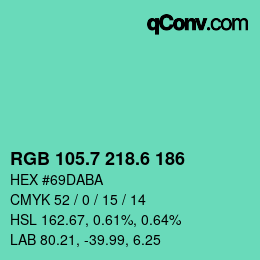 カラーコード: RGB 105.7 218.6 186 | qconv.com