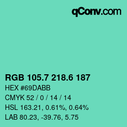 カラーコード: RGB 105.7 218.6 187 | qconv.com