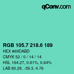 カラーコード: RGB 105.7 218.6 189 | qconv.com