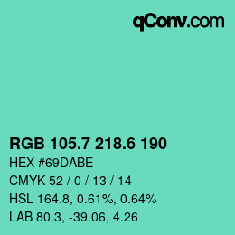 カラーコード: RGB 105.7 218.6 190 | qconv.com