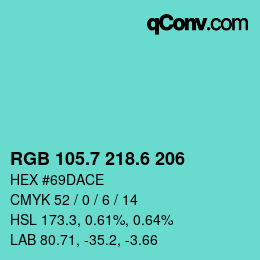 カラーコード: RGB 105.7 218.6 206 | qconv.com