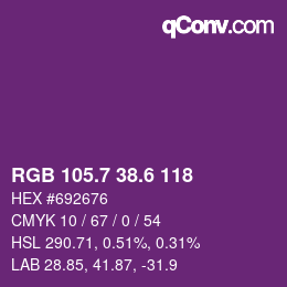 カラーコード: RGB 105.7 38.6 118 | qconv.com