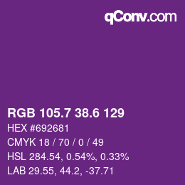 カラーコード: RGB 105.7 38.6 129 | qconv.com