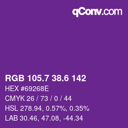カラーコード: RGB 105.7 38.6 142 | qconv.com