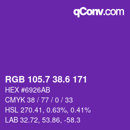 カラーコード: RGB 105.7 38.6 171 | qconv.com