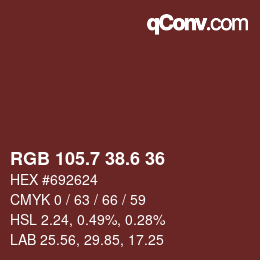 カラーコード: RGB 105.7 38.6 36 | qconv.com