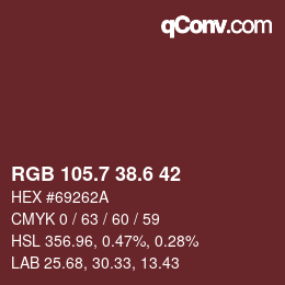 カラーコード: RGB 105.7 38.6 42 | qconv.com