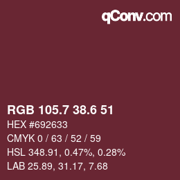 カラーコード: RGB 105.7 38.6 51 | qconv.com