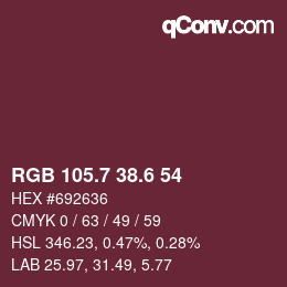 カラーコード: RGB 105.7 38.6 54 | qconv.com