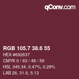 カラーコード: RGB 105.7 38.6 55 | qconv.com