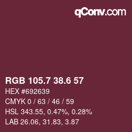 カラーコード: RGB 105.7 38.6 57 | qconv.com