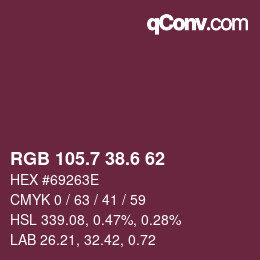 カラーコード: RGB 105.7 38.6 62 | qconv.com