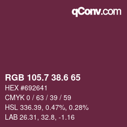 カラーコード: RGB 105.7 38.6 65 | qconv.com