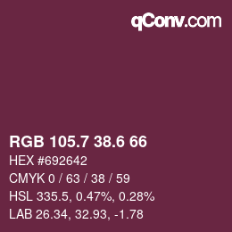 カラーコード: RGB 105.7 38.6 66 | qconv.com