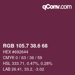 カラーコード: RGB 105.7 38.6 68 | qconv.com