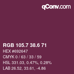 カラーコード: RGB 105.7 38.6 71 | qconv.com