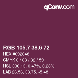 カラーコード: RGB 105.7 38.6 72 | qconv.com