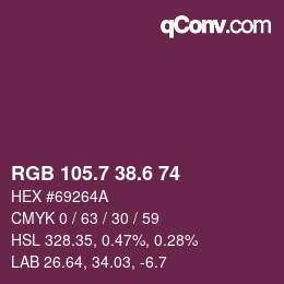カラーコード: RGB 105.7 38.6 74 | qconv.com