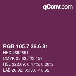 カラーコード: RGB 105.7 38.6 81 | qconv.com